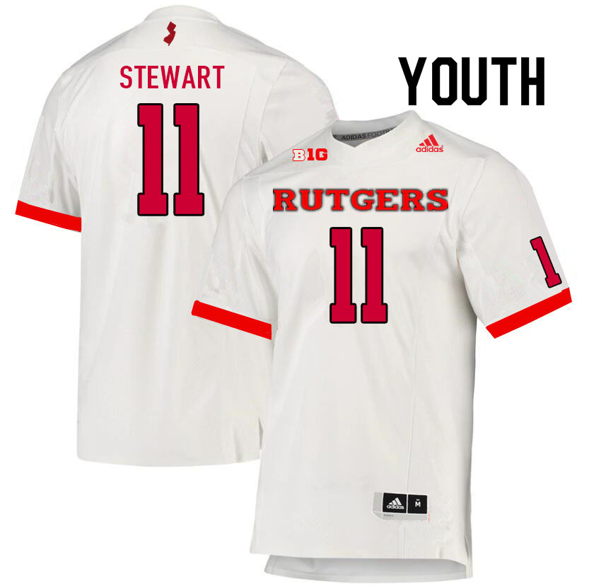 Youth #11 Cam'Ron Stewart Rutgers Scarlet Knights College Football Jerseys Sale-White